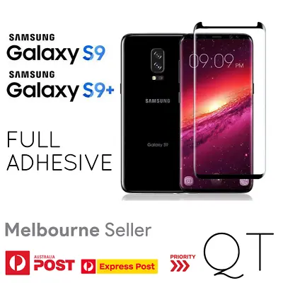 Genuine FULL ADHESIVE GLASS Screen Protector For Samsung Galaxy S9 S9+Black • $9.99