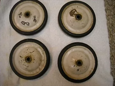 Vintage  5 1/2  X 1 1/2  Pedal Car White Metal Rim & Black Rubber Tires Lot Of 4 • $39.95