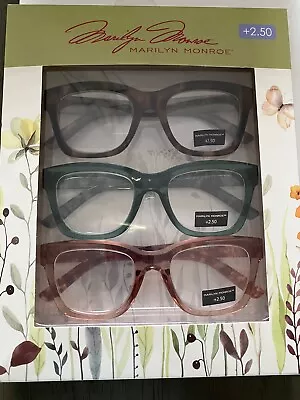 Marilyn Monroe 3 Pk THICK TORTOISE BLUE PINK Readers Glasses +2.50 • $24.50