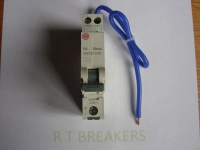 £19.99 • Buy New Range Quality Wylex  Nhxs1c06 6 Amp 30ma Type C Single Pole 1 Module Rcbo