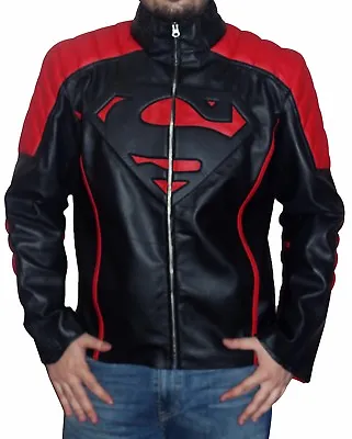 Superman Man Of Steel Black And Red Leather Jacket Costume • $79.95