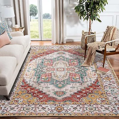 Traditional Soft Rug Medallion Area Rugs Runner Mat 5×7 8×10 Bedroom Washable • $32.99