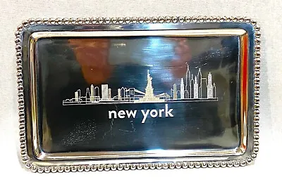 NYC VTG New York Skyline String Of Pearls Mariposa Alum Tray 9  X 5  Pre 2000 • $15.99