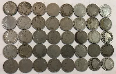 ROLL Of 40 LIBERTY V NICKELS Circulated With Problems. Exact Coins Shown. #38 • $25.25
