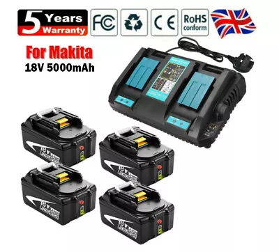 For Genuine Makita Battery 18V BL1850B BL1815N LXT Dual-Ports Charger 5Ah Li-Ion • £21.90