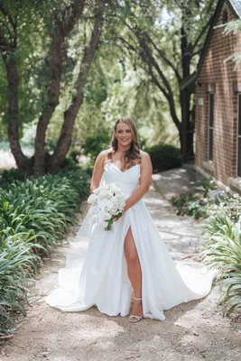 $1150 • Buy Morilee Madeline Gardener Erin Gown Size 12  Wedding Dress Mariana Hardwick Dupe