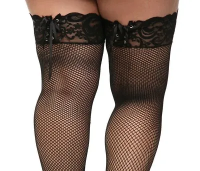5x/6x Plus Size Lace Corset Top  Fishnet Thigh Hi Stockings  Comparable 2 Torrid • £12.34