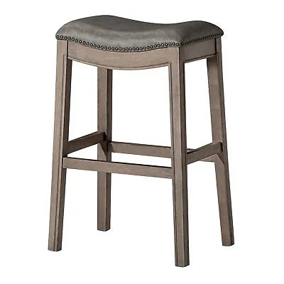 Maven Lane Adrien Saddle Barstool In Natural Wood Finish W/ Vegan Leather • $99.99