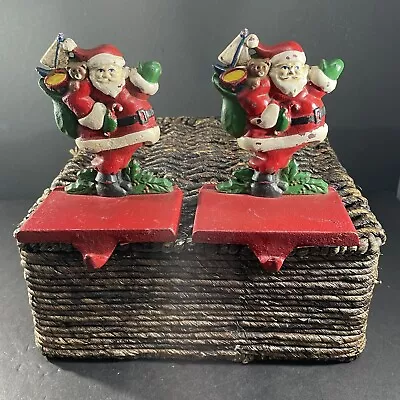 Santa Claus Stocking Holders Midwest Of Cannon Falls Cast Iron Toys Vtg Lot Of 2 • $19.99