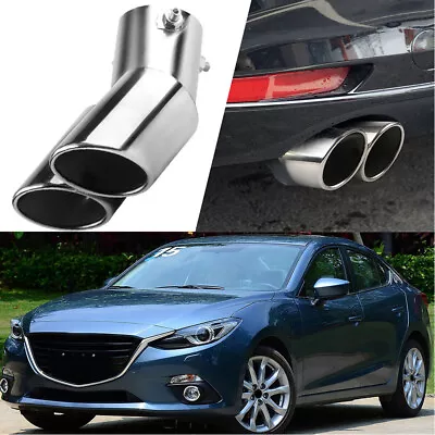Universal Sport Dual Exhaust Pipes Muffler Trim Pipe Tail Tip Stainles Steel UK • $18.99
