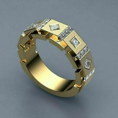 3Ct Princess Lab Created Diamond Eternity Band Men's Ring 14K Yellow Gold Finish • $108.79