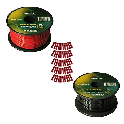 Harmony Car Primary 18 Gauge Power Or Ground Wire 200 Feet 2 Rolls Red & Black • $16.95