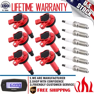 6 Pack Ignition Coil & Platinum Spark Plug For Ford Lincoln Mazda V6 UF553 DG520 • $95.95