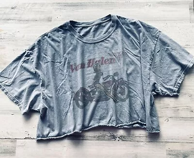 Van Halen Cropped Oversized Short Sleeve T-Shirt Women's S/M PinUp Motorcycle • £9.63