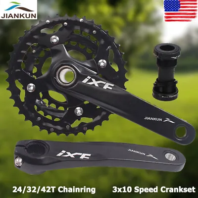 $19.89 • Buy Bicycle Crankset 3x10S Triple Speed 104/64mm BCD 24/32/42T MTB Chainring With BB