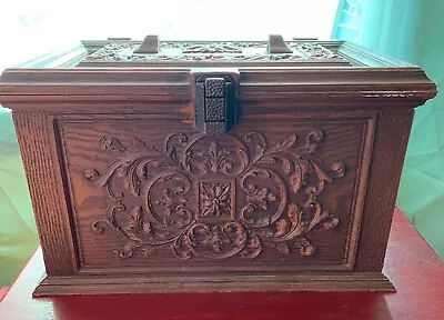 Vintage Max Klein Sewing Box With Tray Ornate Faux Wood Plastic Storage  • $15