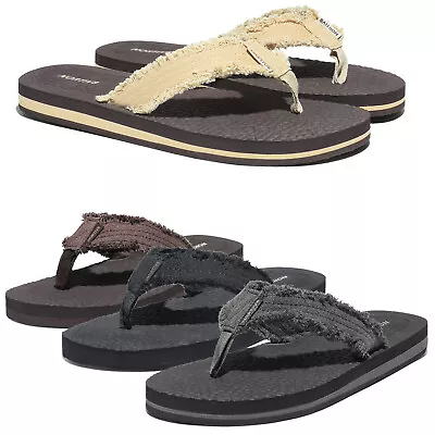 Men Flip Flops Beach Sandals Canvas Lightweight EVA Sole Comfort Thongs Sandals • $15.99