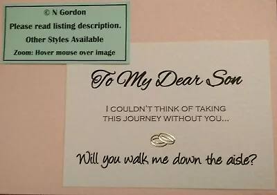 1A Will You Walk Me Down The Aisle Wedding Request Card White Cream Any Relative • £2