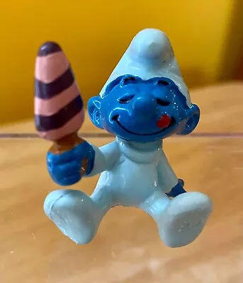 Smurfs - 20206 - Baby Smurf With Ice Cream PVC Figure 1985 Vintage Peyo • $8.99