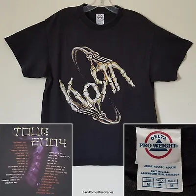 $59.95 • Buy Vintage Korn Concert Tour 2004 Skeleton Hands Finger Letters Black M T-Shirt