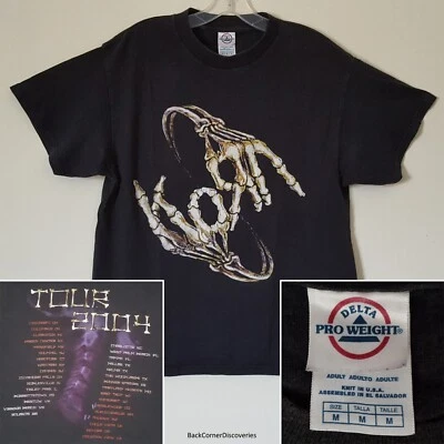 $59.95 • Buy Vintage Korn Concert Tour 2004 Skeleton Hands Finger Letters Black M T-Shirt