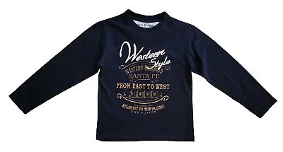 MAYORAL Boys 5 Long Sleeve Tee Navy Western Railroad Theme • $8.70