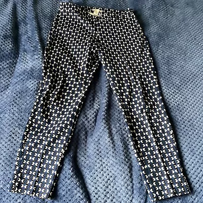 H&M Blue/White/Black Geometric Print Trousers US Size 8/UK Size 12 • £3.49