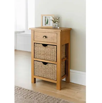 Oak Hallway Console Table Small Side Telephone Unit Basket Drawers Cabinet New. • £454.95