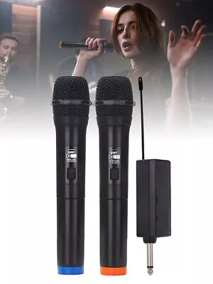 Professional Wireless Microphone Dual UHF Cordless Dynamic Karaoke Mic System UK • £14.99