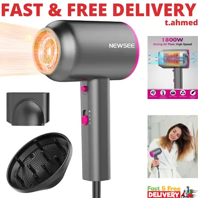 NEWSEE Hair Dryer With Diffuser AU Plug 1800W Ionic Blow Dryer Professional Po • $63.70