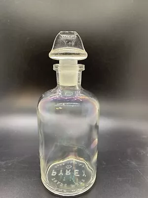 Vintage Pyrex Glass Apothecary Medicine Bottle Jar Embossed Stopper Excellent • $15.80