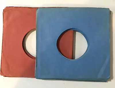 Vintage Heavy Stock 45 Record Sleeves Lot Of 14 Red And Blue • $8