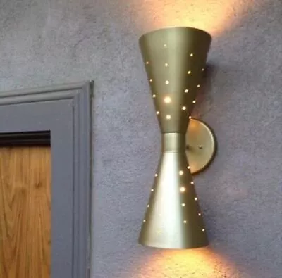 Atomic 50's 60's Style Mid-Century Tie Dual Light-Modern Dual Cone Wall Lamp • £102.22