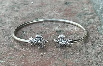 Kanana KBN Sterling Silver 925 Turtle Bangle Cuff Bracelet 6” • $57.99