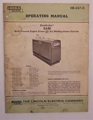 Lincoln SAM DC Arc Welding Power Sources Owner Operator Maintenance Manual Book • $24.25