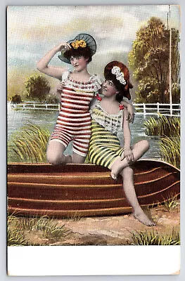 Vintage Antique C1910 Striped Bathing Suit Postcard • $6.99