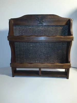 Vintage 2-Tier Wooden Spice Rack Shelf American Eagle Accent 11.5 Hx11 Lx2.25 W • $19.97