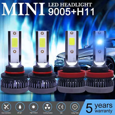 Combo 8000K Ice Blue 9005+H11 LED Headlight Bulbs High&Low Beam Kit 144W 16000LM • $13.95