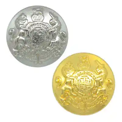 METAL MILITARY ROYAL COAT OF ARMS CREST SHANK BUTTONS 20mm Gold Or Silver • £5.85