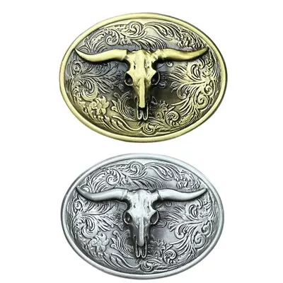 Cowboy Bull Head Belt Buckle Metal Personality Oval Buckle For DIY Waistband • £8.45