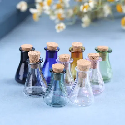 2Pcs Mini Glass Color Bottle Wishing Bottle Tiny Jars Vials Mini Storage Bot_b$ • $1.28