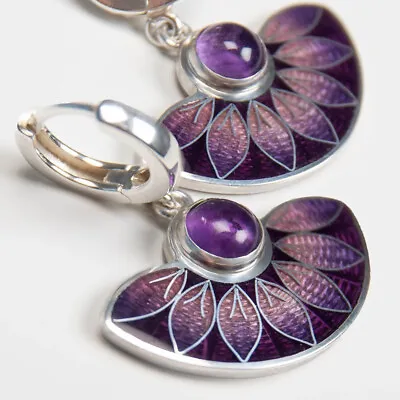 Women Purple Turquoise Earrings 925 Silver Hook Pearl Drop Dangle Jewelry • $2.33