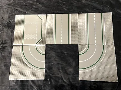 LEGO VINTAGE BASEPLATES 32x32 STUDS ROAD CURVE PLATES GRAY BASE LOT OF 5 PIECES • $34.16