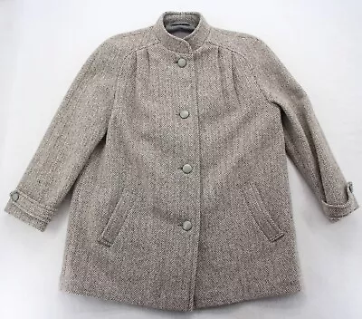 Trefriw Woolen Mills Coat Medium Large Herringbone Welsh Wool Button VTG Women • $22.46