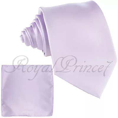 New Men's Solid Neck Tie And Pocket Square Hankie Set Wedding Party Formal Prom • $12.36