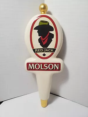 Vintage Molson Red Jack Ceramic Beer Tap Handle Knob 10” Bar Pub Mancave • $17.50