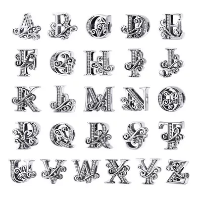 VOROCO Vintage Sterling Silver Note Letter Charms Fit European Charm Bracelet • £8.39