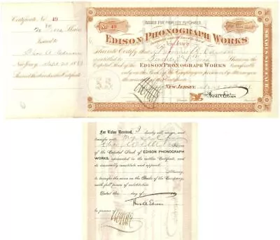 Double Signed Thomas A. Edison On The Edison Phonograph Works - Dated 1888 Autog • $5595