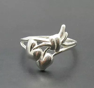 Stylish Genuine Sterling Silver Ring Hallmarked Solid 925 Heart Handmade • £16.82