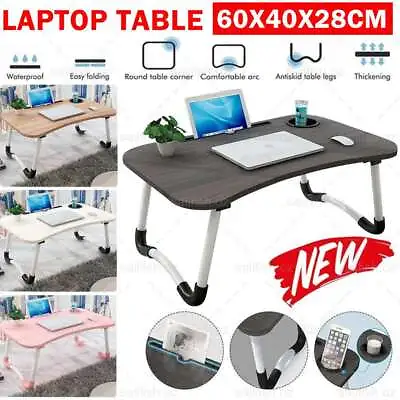 Foldable Laptop Table Bed Stand Desk Cup Slot USB Tray Sofa Computer Portable • $15.89